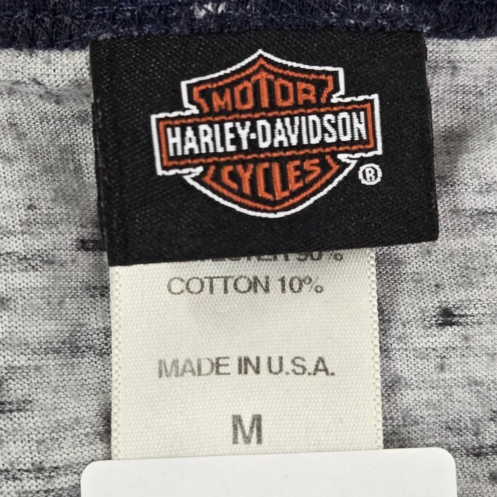 Harley-Davidson Junior Shirt M Gray Colorblock Baseball Tee Stripe Short‎ Sleeve